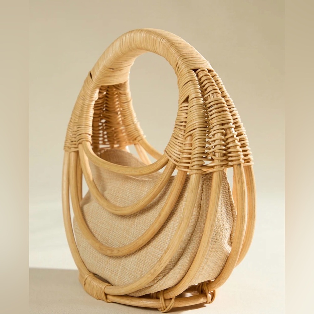 NWT Altar'd State Natural Rattan Circle Handbag